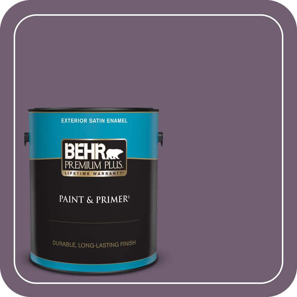 BEHR PREMIUM PLUS 1 gal. #S100-6 Blackberry Jam Satin Enamel Exterior Paint & Primer