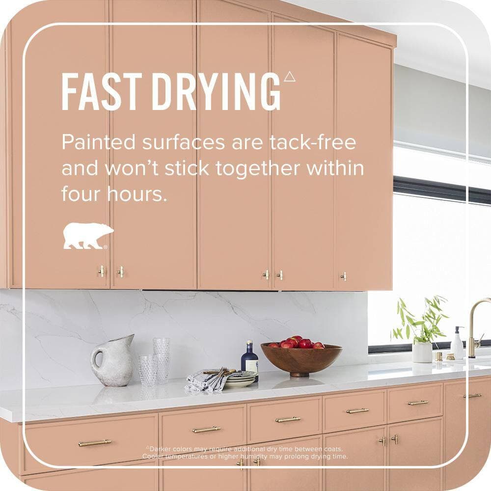 BEHR PREMIUM PLUS #MQ1-30 Peachy Confection One-Coat Hide Enamel Interior Stain-Blocking Paint and Primer (3)