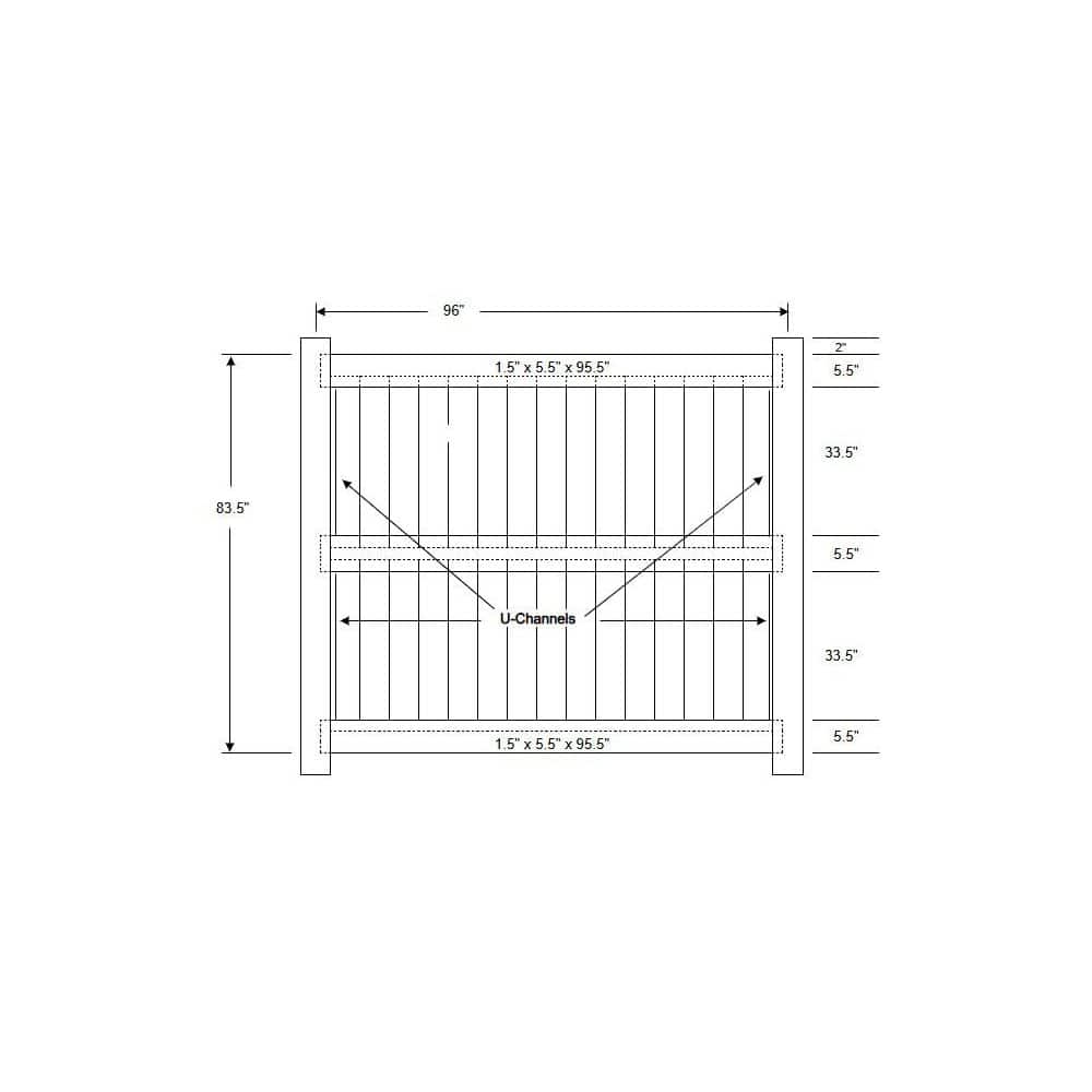 Weatherables Augusta 7 ft. H x 8 ft. W White Vinyl Privacy Fence Panel Kit (3)