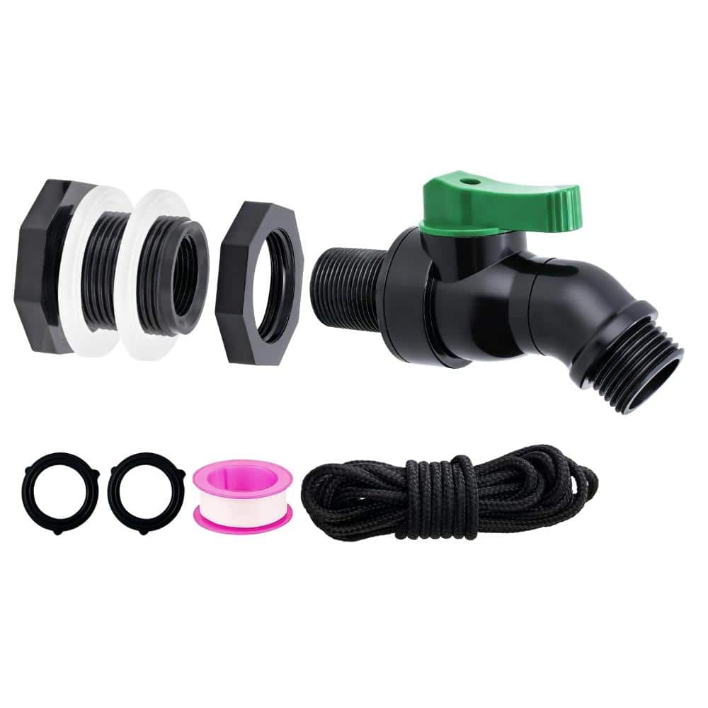 Unbranded Rain Barrel Spigot Kit, 3/4 NPT to 3/4 GHT Water Tank Faucet with PVC Bulkhead Fitting for Plastic Buckets and Container (1)