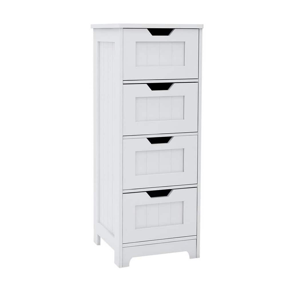 Siavonce 12 in. W x 12 in. D x 32 in. H Freestanding Linen Cabinet with 4 Drawers for Bathroom, Living Room and Kitchen, White (1)