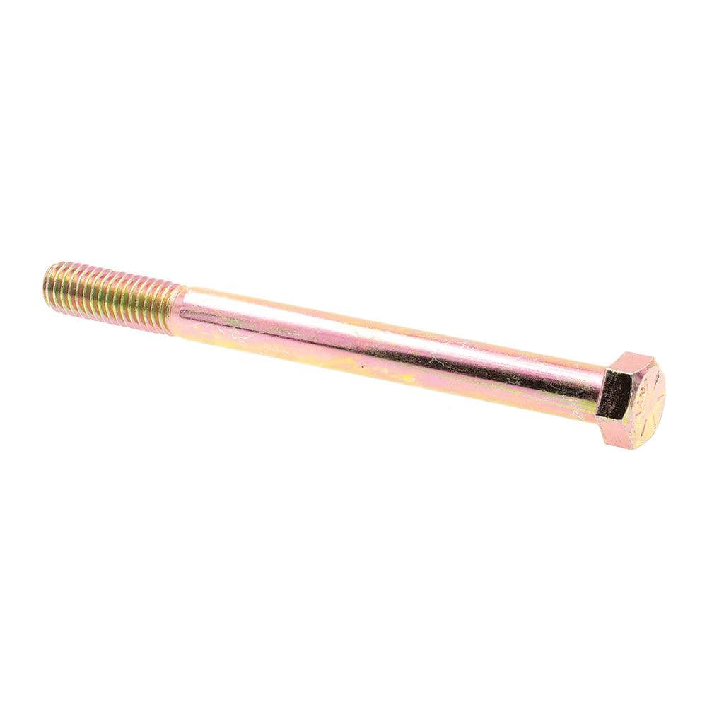 Prime-Line 7/16 in.-14 x 5 in. Grade 8 Yellow Zinc Plated Steel Hex Head Cap Screws (5-Pack)