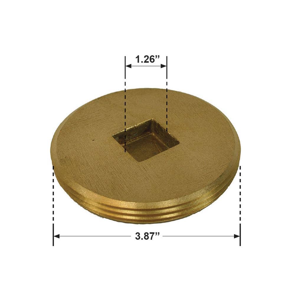 JONES STEPHENS 3-1/2 in. Countersunk Brass Cleanout Plug 3-7/8 in. O.D. for DWV (2)