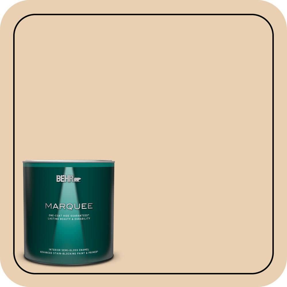 BEHR MARQUEE 1 qt. #S290-2 White Bean Hummus Semi-Gloss Enamel Interior Paint & Primer
