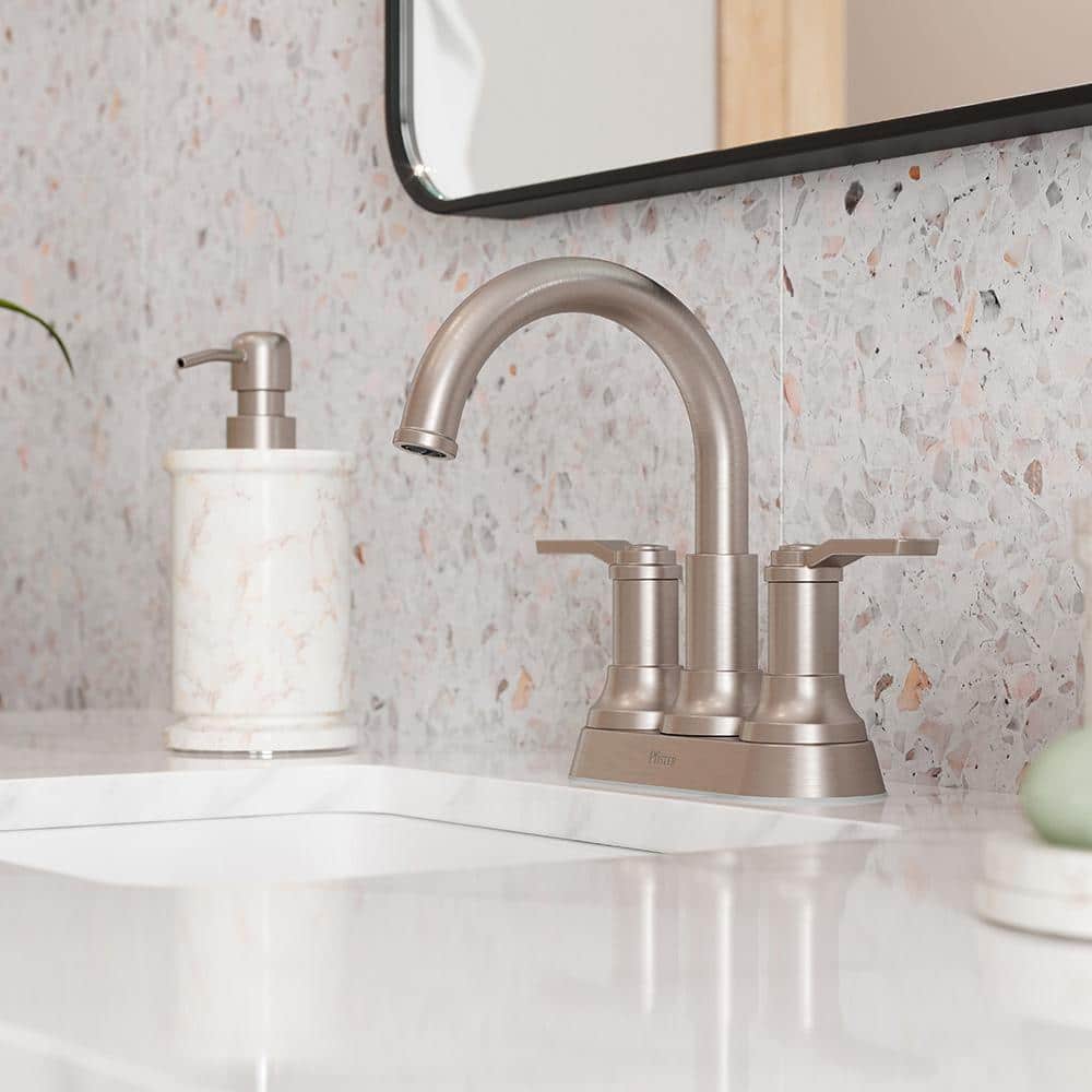 Pfister Briscoe 4 in. Centerset Double Handle Bathroom Faucet in Spot Defense Brushed Nickel (3)