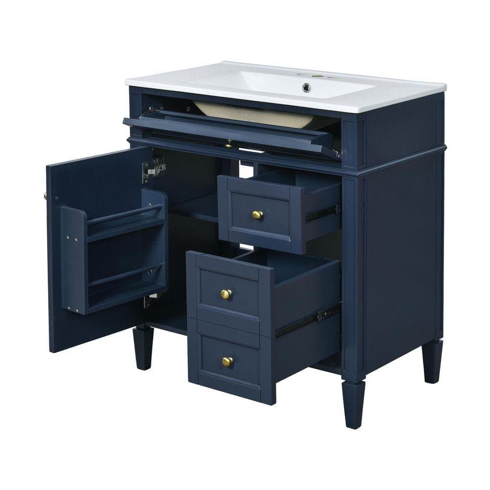 COWLOWN 30 in. W x 18 in. D x 33.8 in. H Bathroom Blue Linen Cabinet (1)
