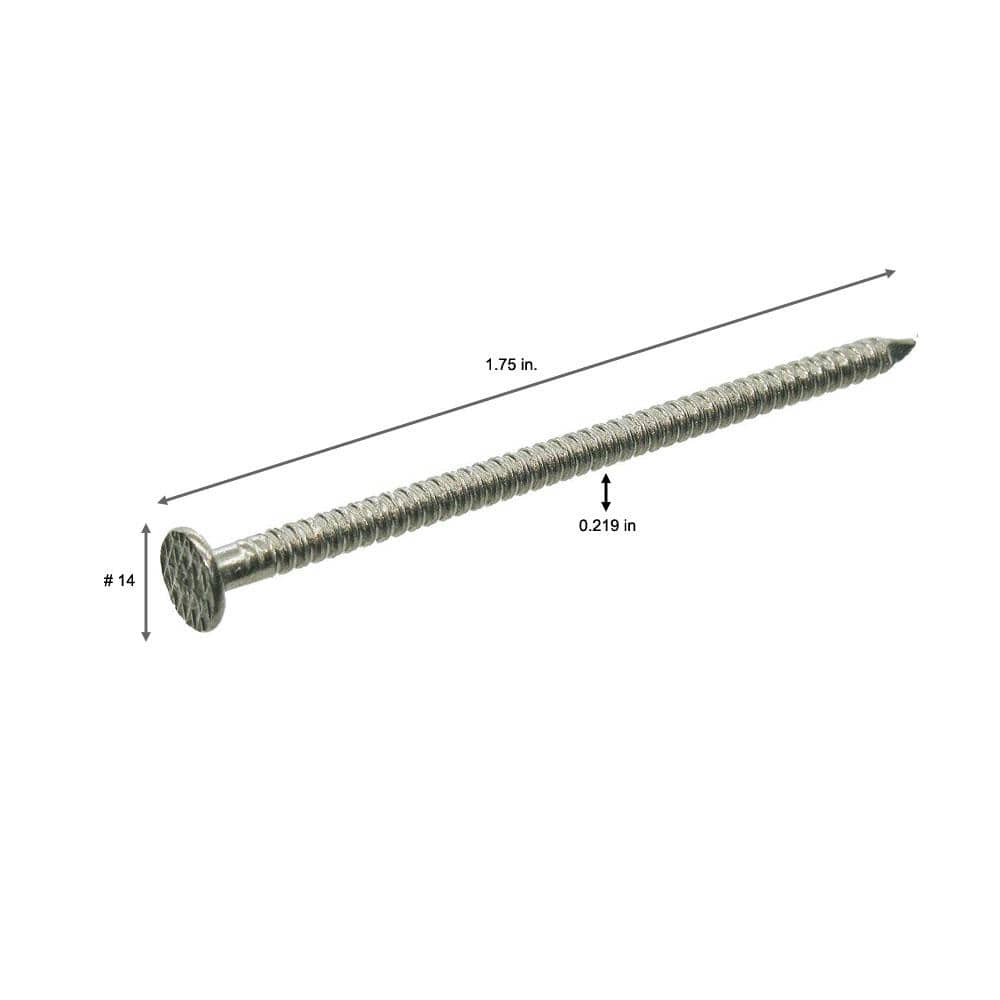 Grip-Rite 1-3/4 in. x 14-Gauge 4-penny 304 Stainless Steel Ring Shank Shake and Shingle Nails 5 lb. Box (2)