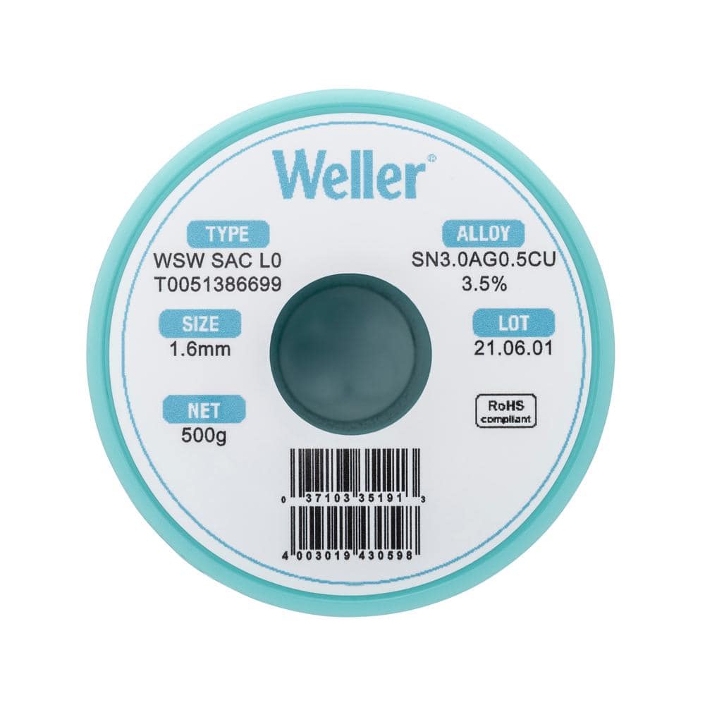 Weller SAC L0 Solder Wire, Dia 1.6 mm, 500 g