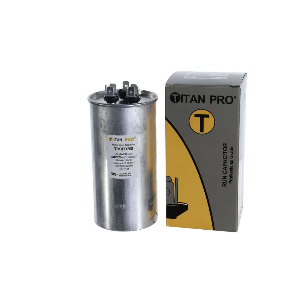 Packard TITAN PRO 70 Plus 5 MFD 440/370V Dual Voltage Round Run Capacitor
