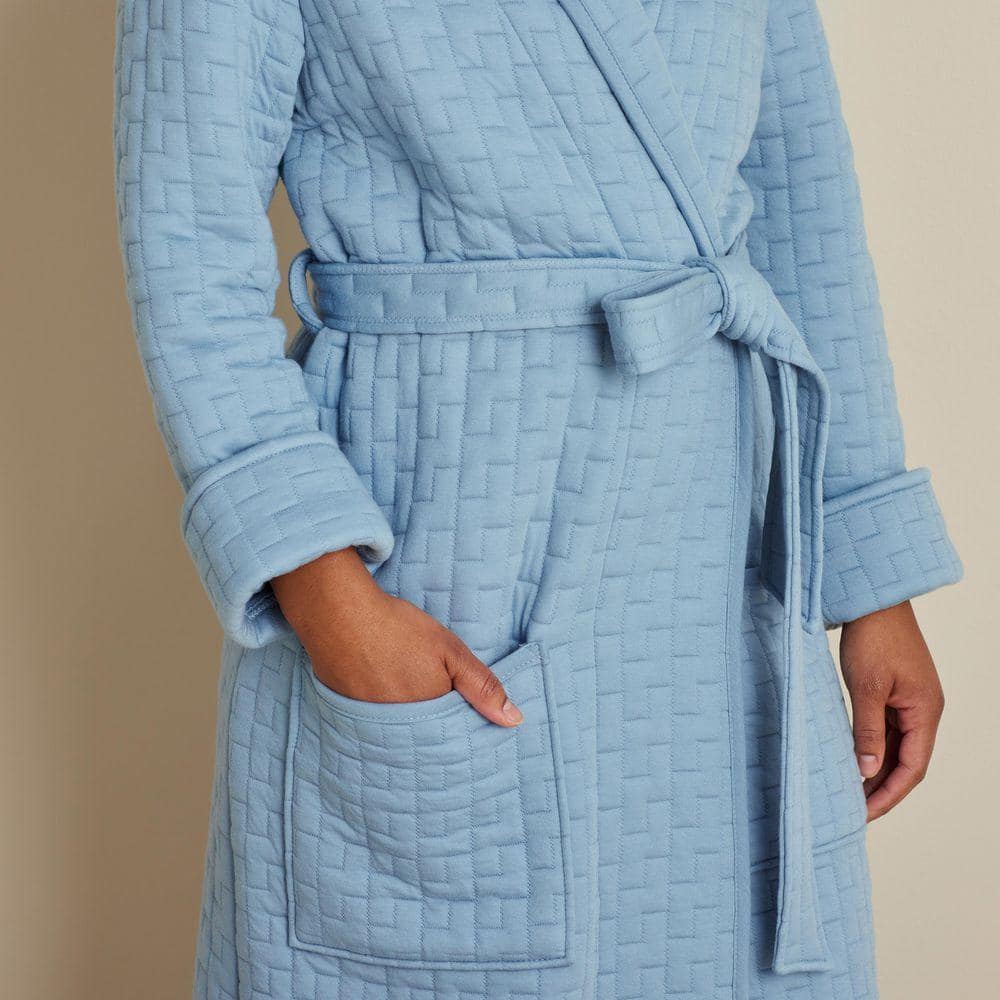 The Company Store Company Cotton Air Layer Women's Extra Small Light Blue Cotton Robe (3)