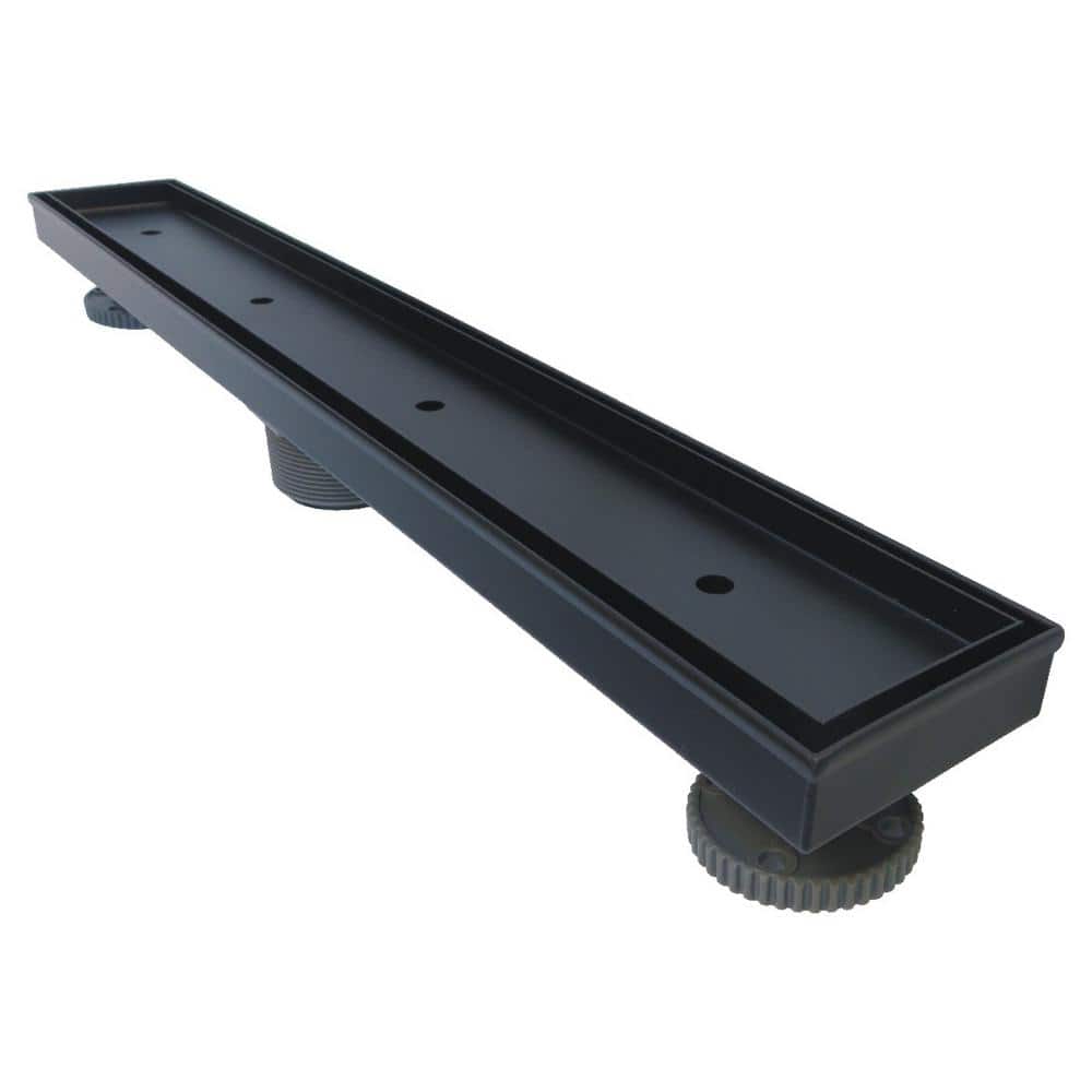 RELN 24 in. Matte Black Linear Shower Drain with Tile Insert Drain Cover (1)
