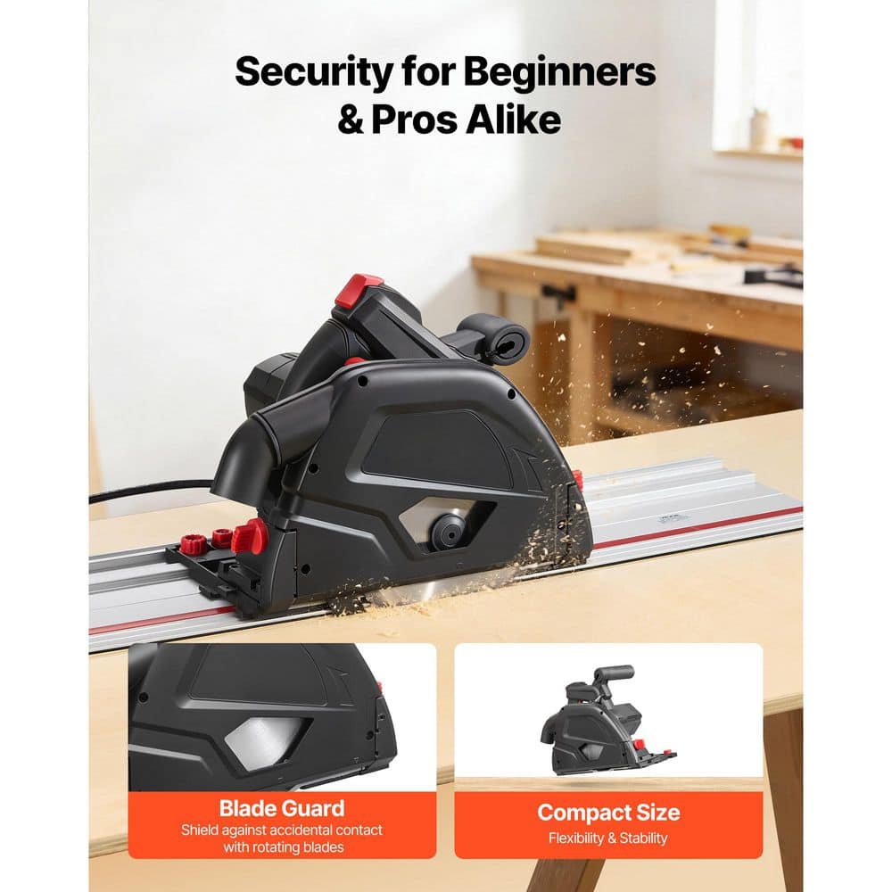SKYSHALO Track Saw, Black, 0-45° Angle Adjustment, 2.16 in. Cutting Depth, 6-1/2-In., Plunge-Cut Circular Saw Kit, Tracksaw (2)