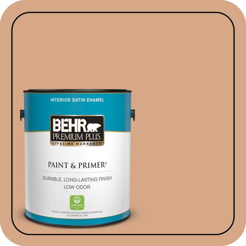 BEHR PREMIUM PLUS 1 gal. #PPU3-11 Autumn Air Satin Enamel Low Odor Interior Paint & Primer