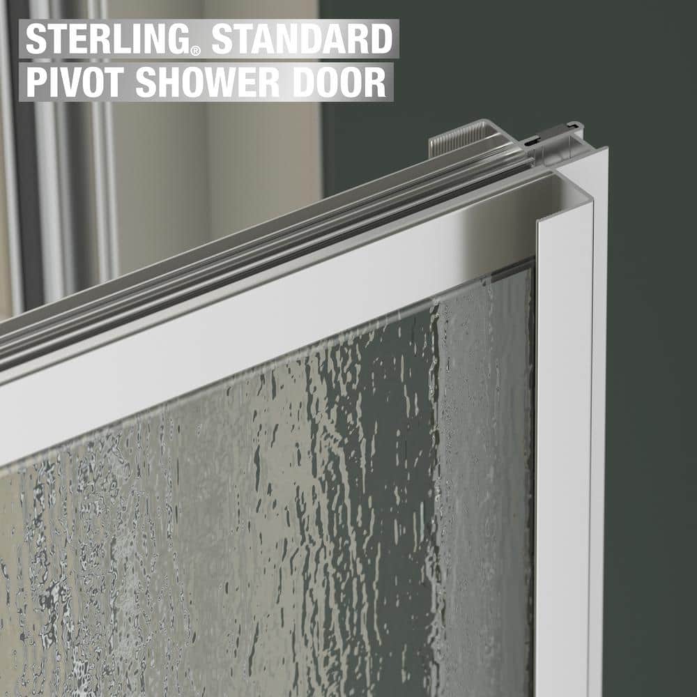 Sterling Standard 33-34 in. W x 64 in. H Framed Pivot Shower Door in Silver with 1/8 in. Thick Rain Textured Tempered Glass (3)