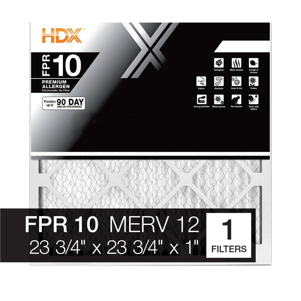 HDX 23.75 in. x 23.75 in. x 1 in. Premium Pleated Air Filter FPR 10, MERV 12