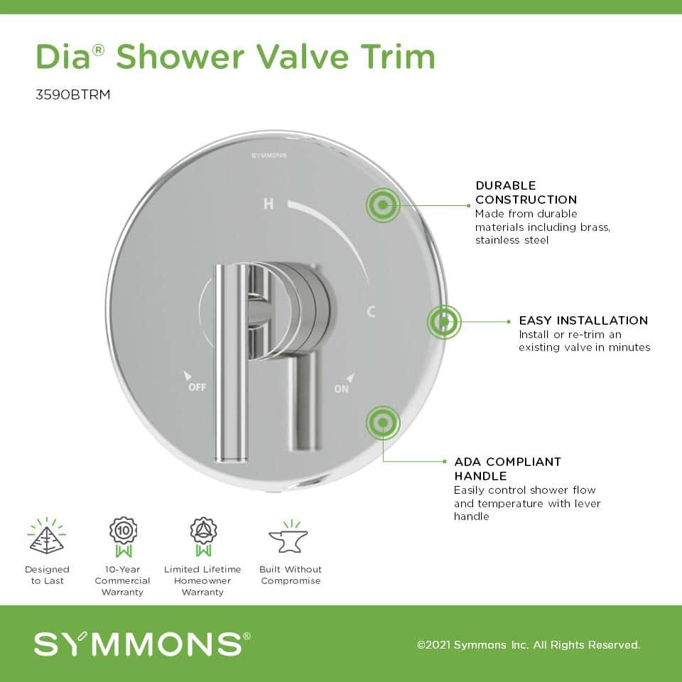 Symmons Dia Shower Valve Handle Trim Kit Wall Mounted with Single Handle (Valve Not Included) (3)