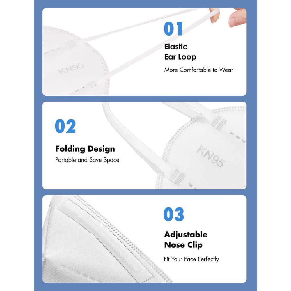 Dyiom KN95 Face Mask 60 Pack, 5-Ply Breathable & Comfortable Safety Mask, Protective Cup Dust Masks Against PM2.5 (3)