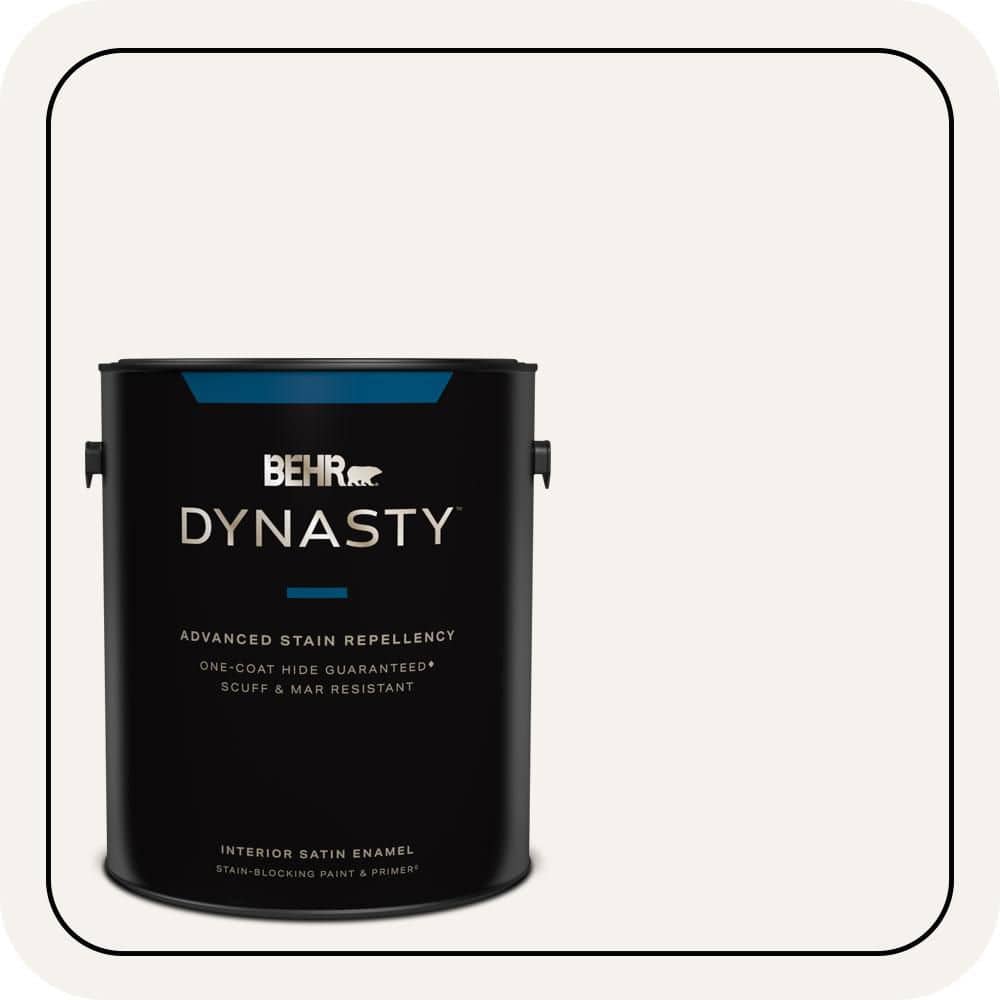 BEHR DYNASTY 1 gal. #PR-W14 Bit of Sugar Satin Enamel Interior Stain-Blocking Paint and Primer