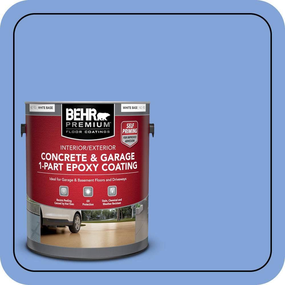 BEHR PREMIUM 1 gal. #P530-4 Periwinkle Self-Priming 1-Part Epoxy Satin Interior/Exterior Concrete and Garage Floor Paint