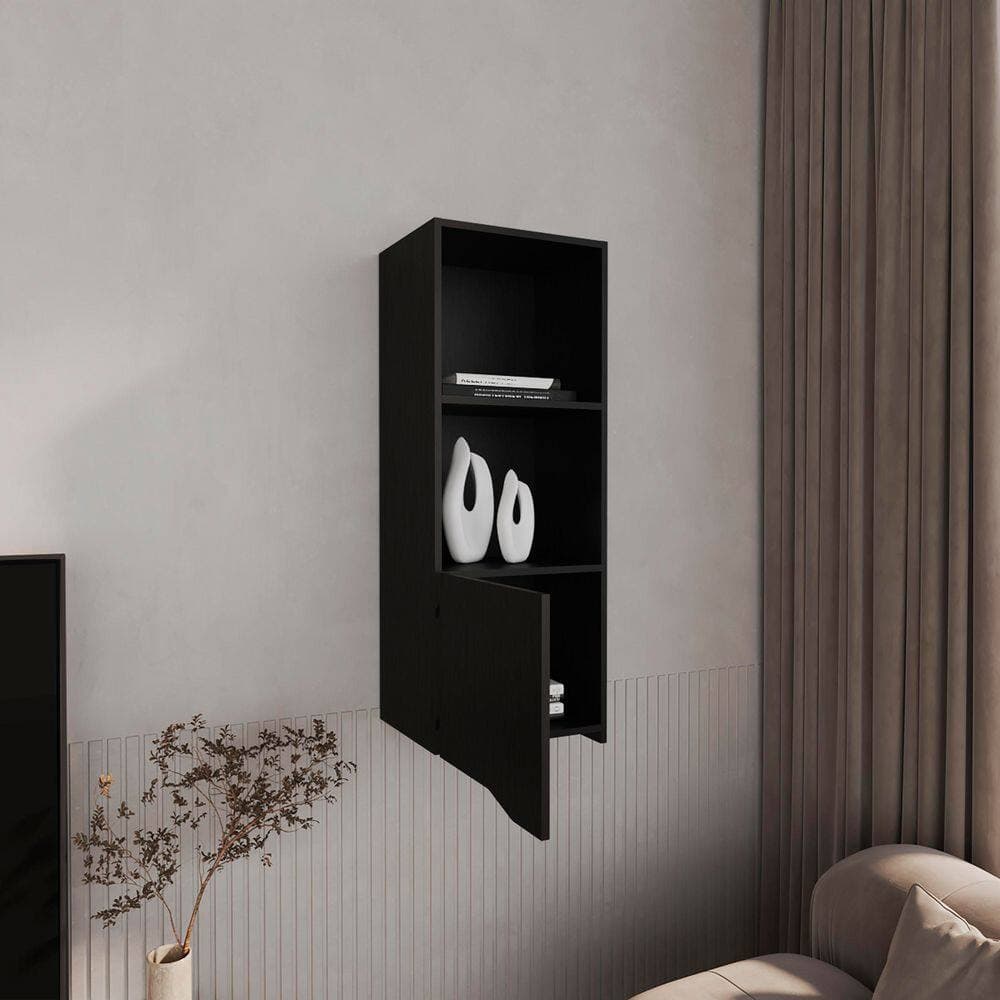 Tahanbath 16.10 in. W x 13.40 in. D x 43.30 in. H Bathroom Storage Wall Cabinet in Black with Door (2)