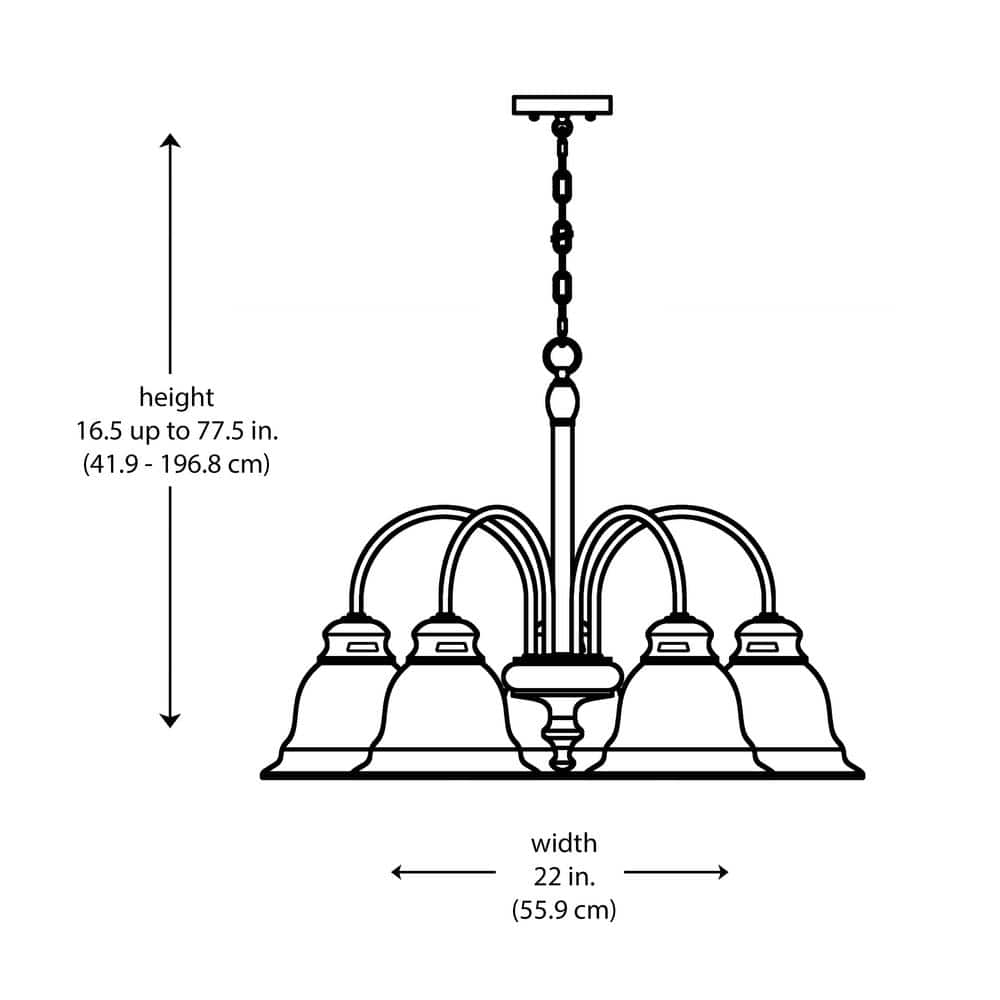 Bel Air Lighting 5-Light Black Down-Light Chandelier Light Fixture with Frosted Glass Bell Shaped Shades (4)