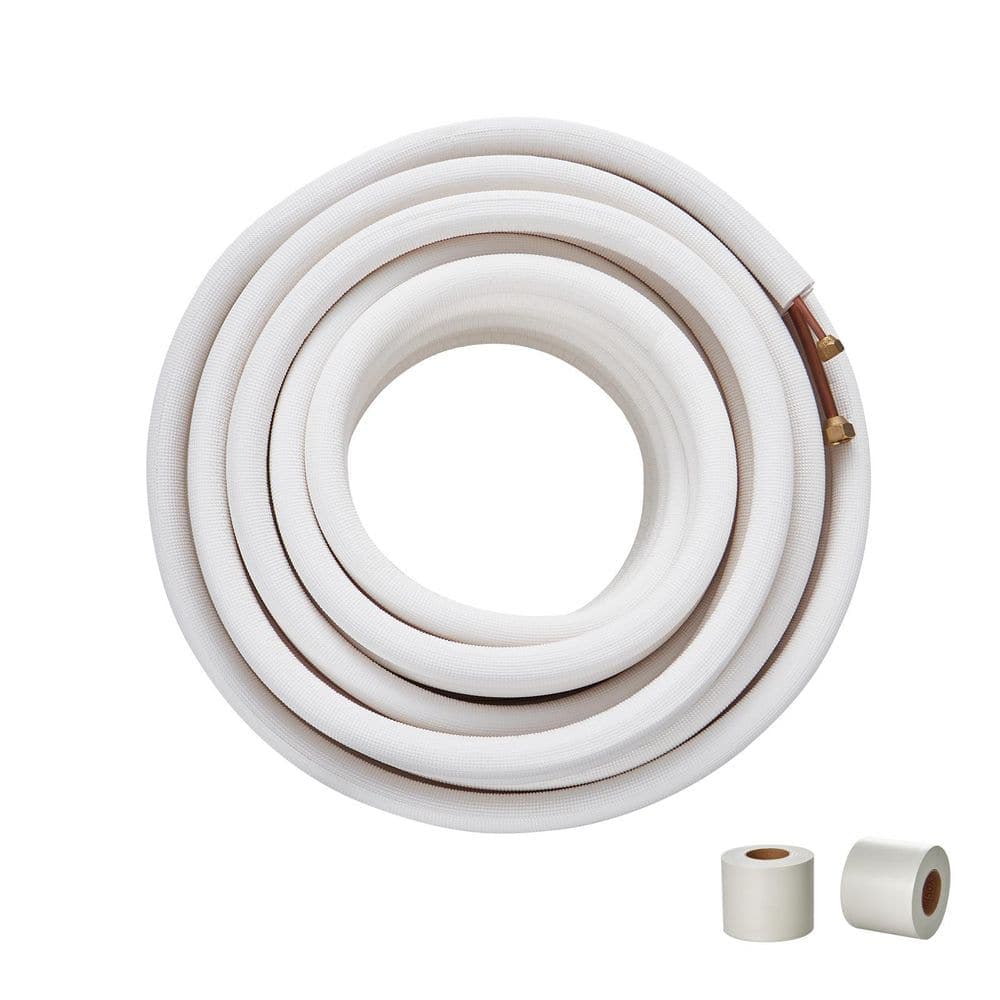 VEVOR 50 ft. Mini Split Line Set 1/4 in. 3/8 in. O.D Copper Tubing Pipes and Triple-Layer Insulation for Air Conditioning (1)