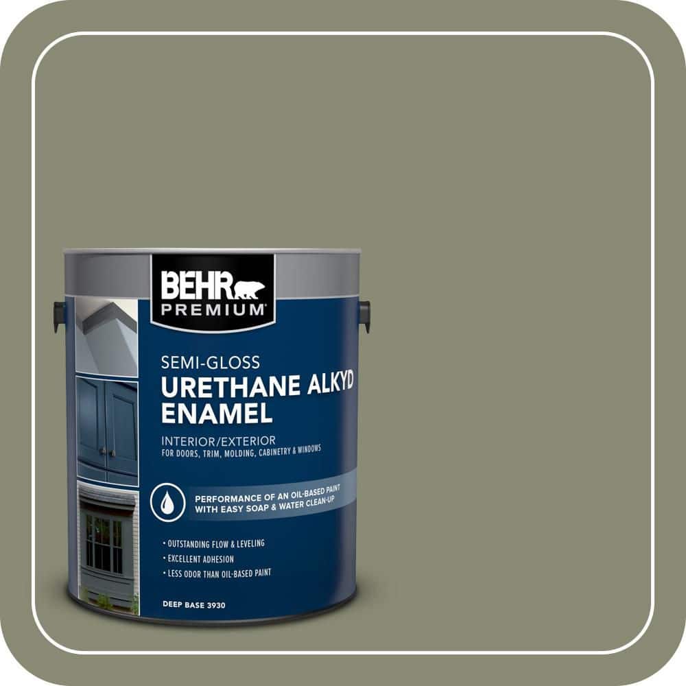 BEHR PREMIUM 1 gal. #PPU10-17 Aloe Thorn Urethane Alkyd Semi-Gloss Enamel Interior/Exterior Paint (1)
