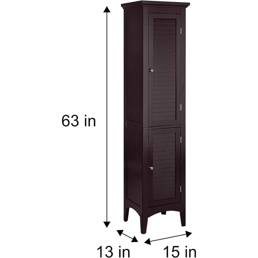 Adrinfly Freestanding 15 in. W x 13 in. D x 63 in. H in Dark Brown Linen Cabinet (3)