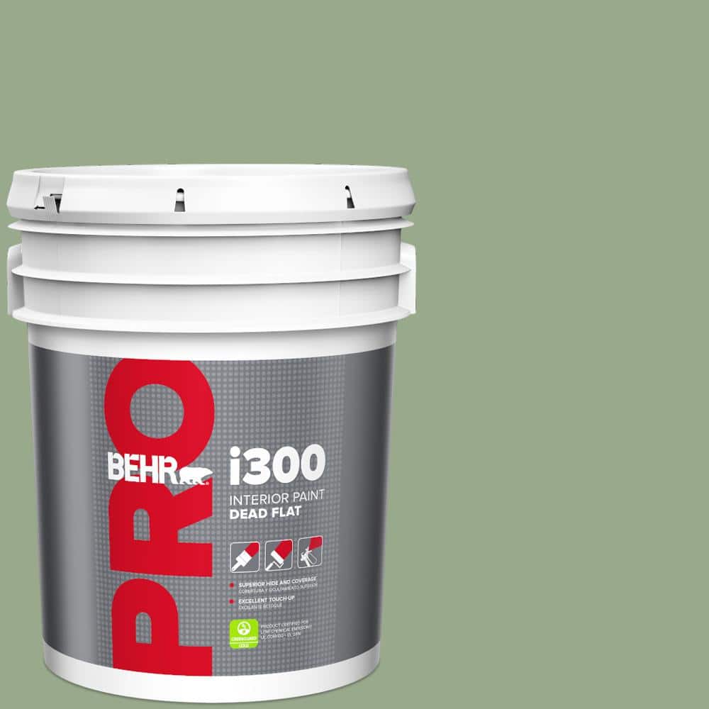 BEHR PRO 5 gal. #PPU11-05 Pesto Green Dead Flat Interior Paint