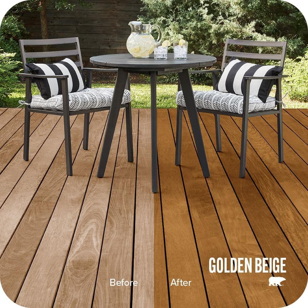 BEHR PREMIUM 1 gal. #ST-158 Golden Beige Semi-Transparent Waterproofing Exterior Wood Stain and Sealer (2)