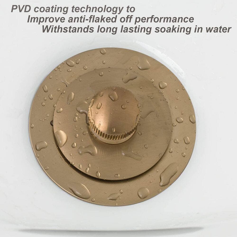 Wudkey 1-Piece Lift and Turn Tub Trim in Champagne Bronze with 2-Hole Overflow Faceplate, No Putty Gasket, Mounting Hardware (3)