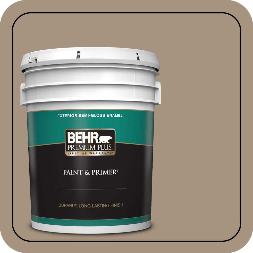 BEHR PREMIUM PLUS 5 gal. #PPU7-05 Pure Earth Semi-Gloss Enamel Exterior Paint & Primer