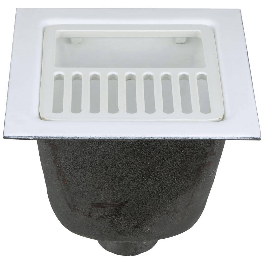 Zurn 12 in. x 12 in. Acid Resisting Enamel Coated Floor Sink with 3 in. No-Hub Connection and 8 in. Sump Depth (1)