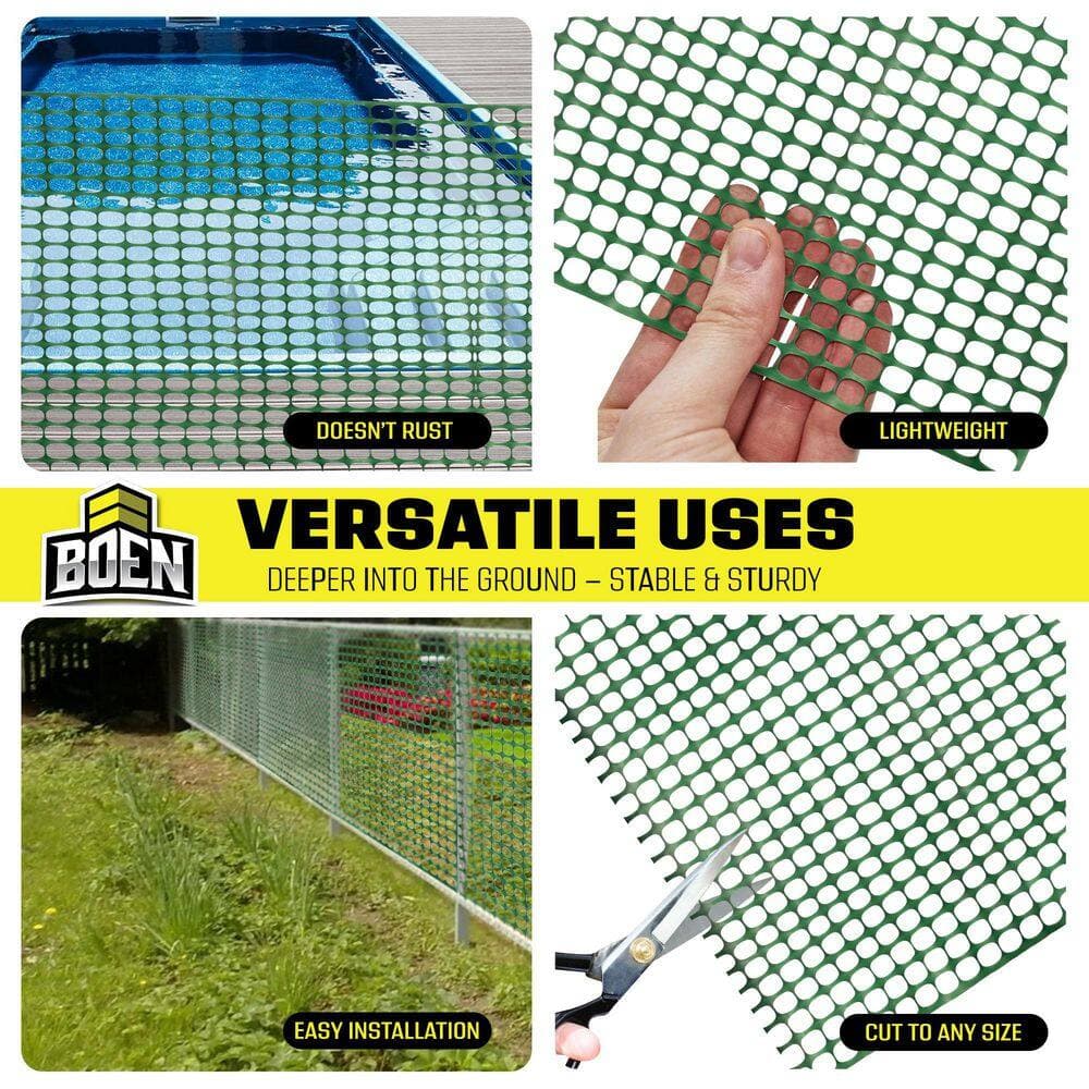 BOEN 4 ft. x 100 ft. Green Construction Snow/Safety Barrier Fence (3)
