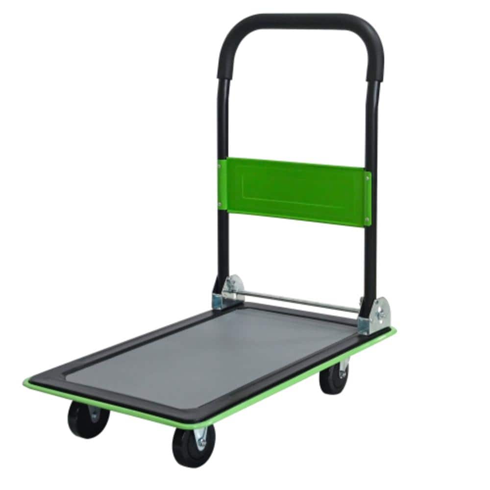 Cesicia 330 lb. Capacity Foldable Push Cart Hand Truck-Black and Green (1)