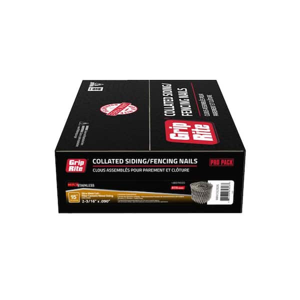 Grip-Rite 2-3/16 in. x 0.090 in. 15-Degree 316 Stainless Steel Wire Weld Ring Shank Fiber Board Siding Nails (1,800 per Box) (2)