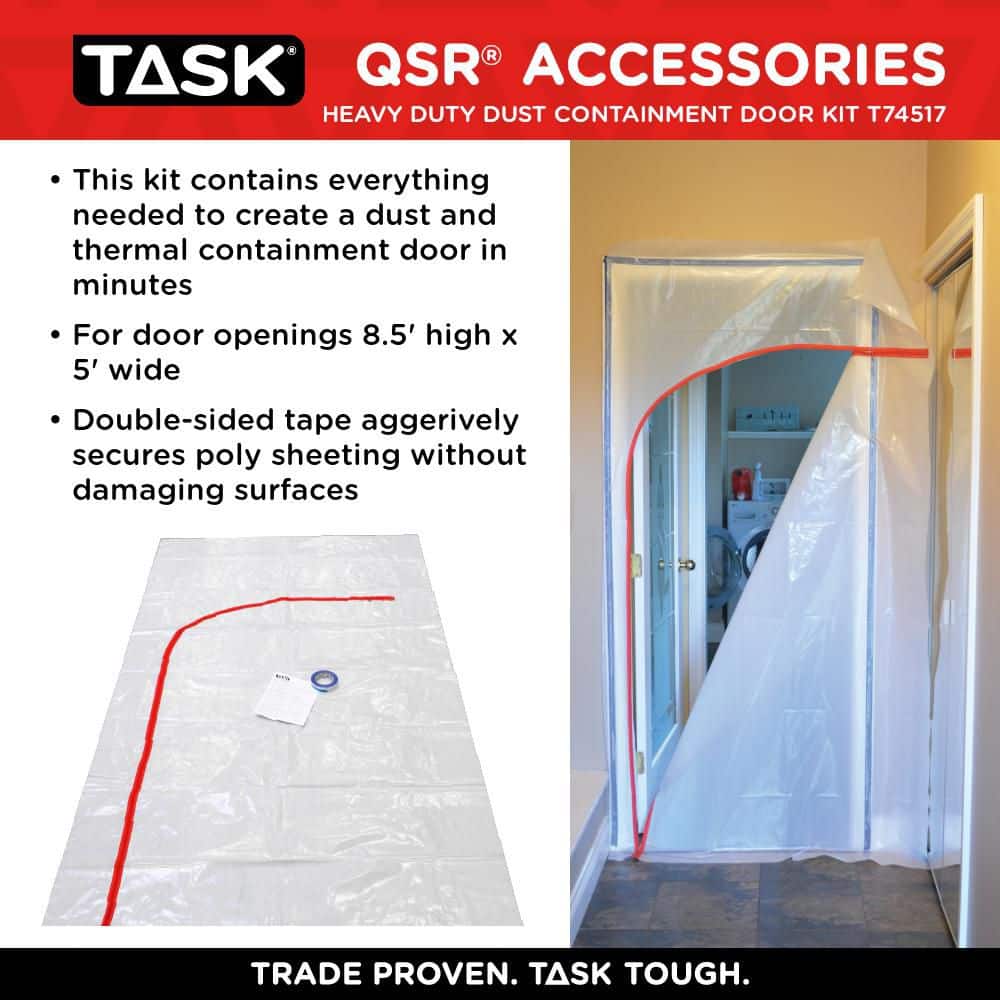 TASK QSR Quick Support Rod Heavy-Duty Dust Containment Door Kit (2)