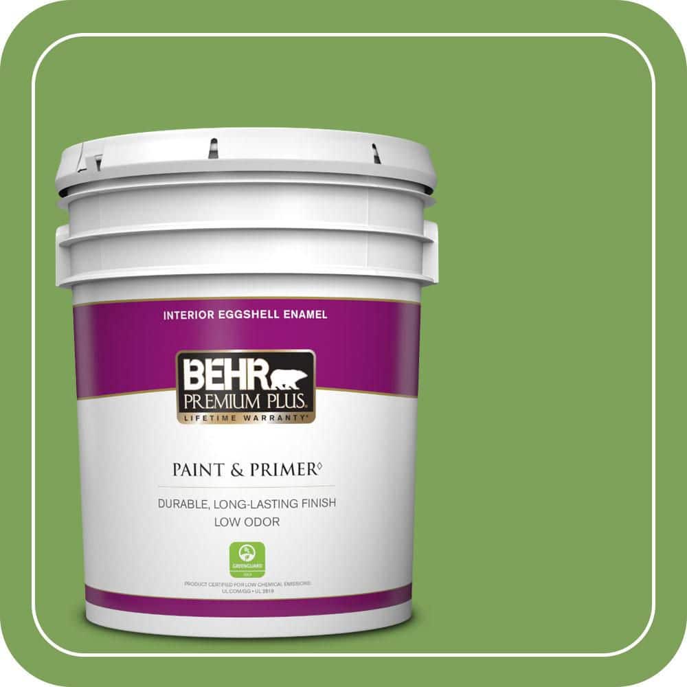 BEHR PREMIUM PLUS 5 gal. #P380-6 Springview Green Eggshell Enamel Low Odor Interior Paint & Primer