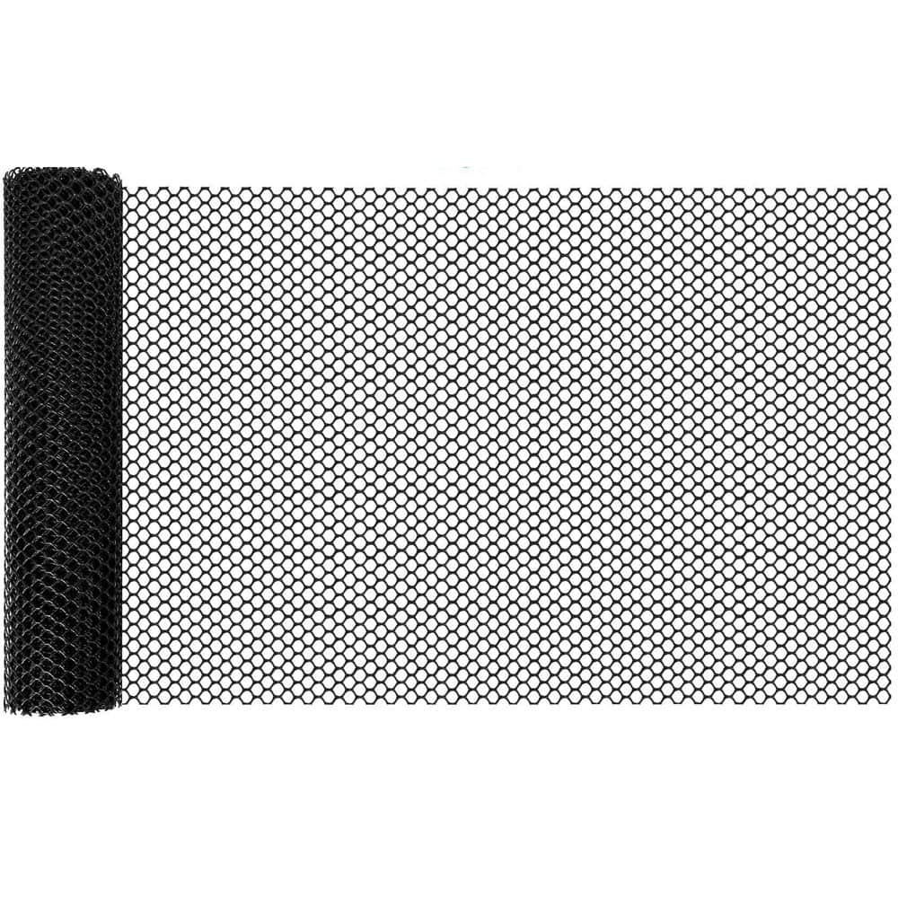 Laybus 0.3 in. x 15.7 in. x 10 ft. Plastic Mesh, Opening Plastic Chicken Wire Netting Roll Durable for Garden, Barrier, Black (1)