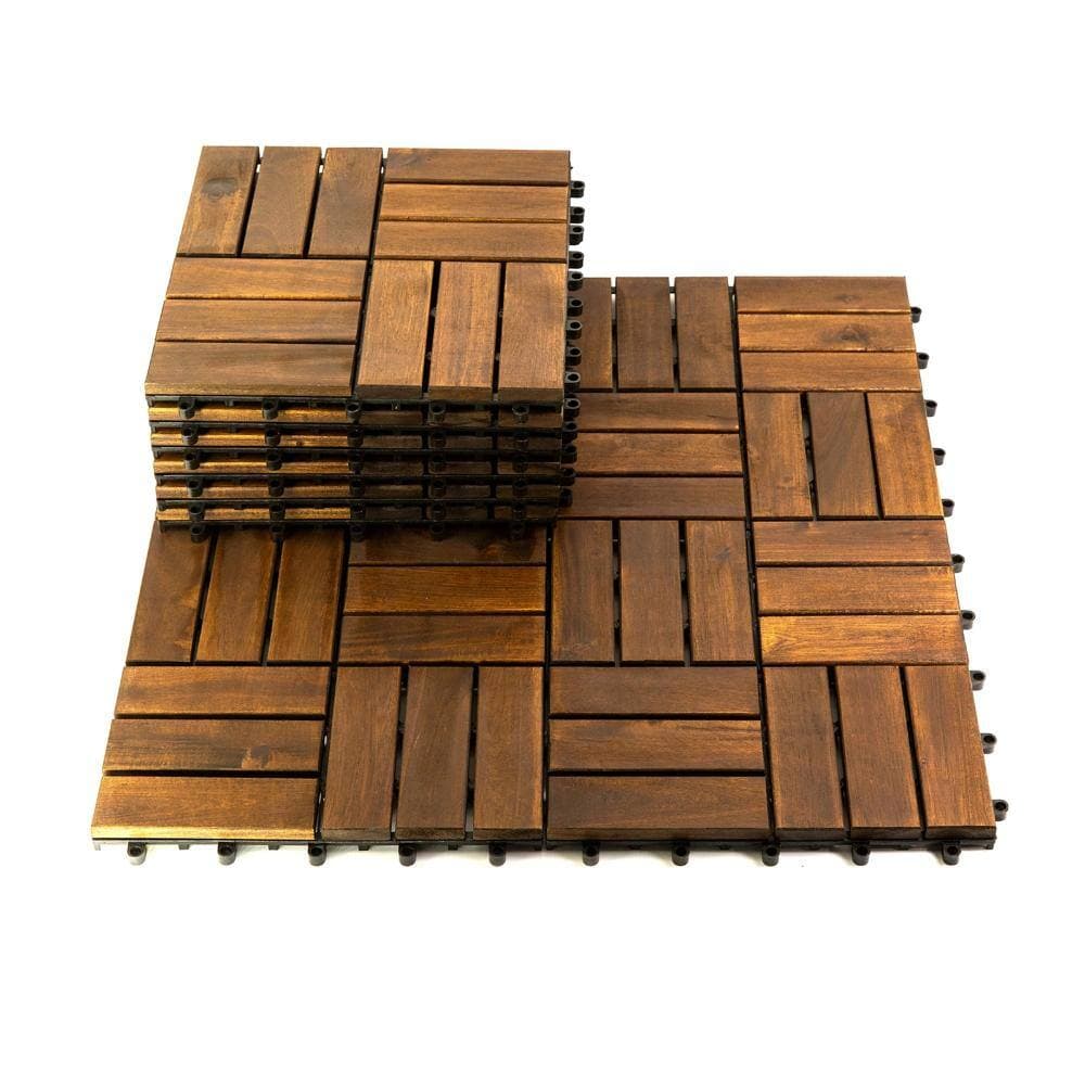 Unbranded 1ft.x 1ft. Acacia Wood Deck Tile for Outdoor and lndoor(10 pack) (2)