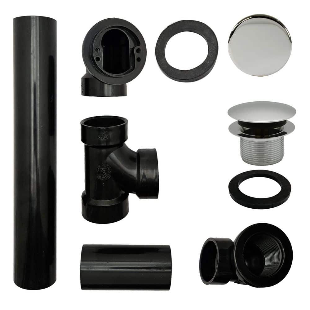 Westbrass 12 in. & 4 in. Bath Waste & Overflow with Tip-Toe Drain Plug and Illusionary Cover- Sch. 40 ABS Pipe (2)