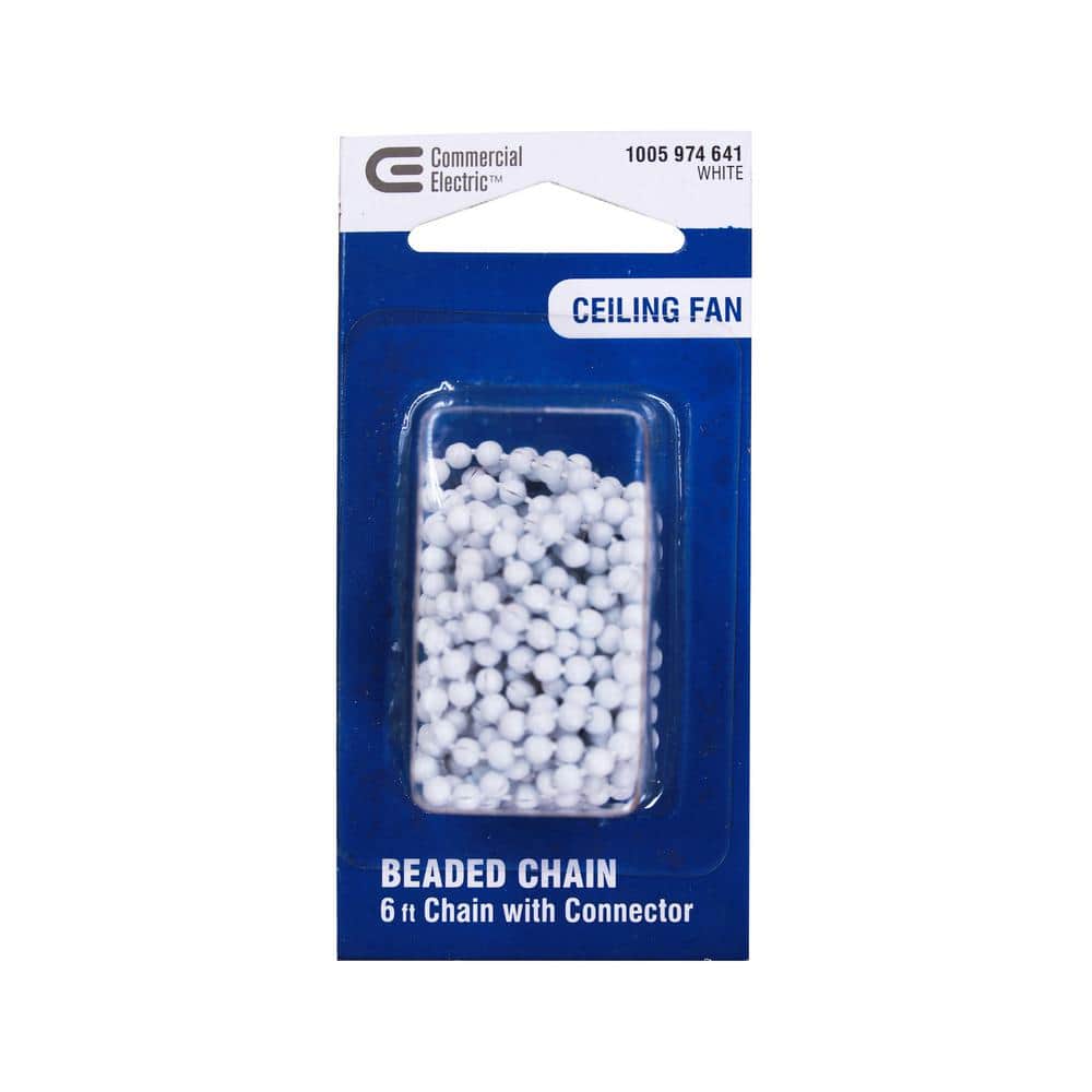 Commercial Electric 6 ft. White Beaded Chain with Connector for Ceiling Fans (3)