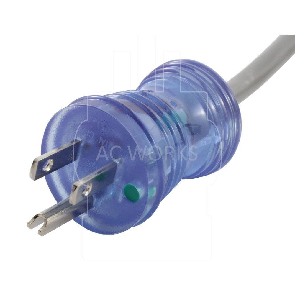 AC WORKS 20 ft. 14 / 3 15A Indoor Medical Grade Power Cord with Right Angle IEC C19 in Gray (3)