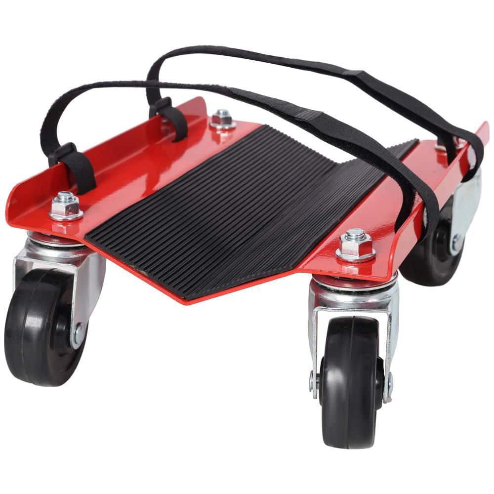 Amucolo 1500 lbs. Capacity Red Heavy Duty Snowmobile Dolly with 2.5 in. Swivel Casters (1)