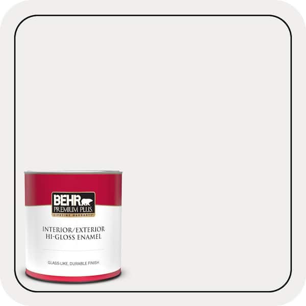BEHR PREMIUM PLUS 1 qt. #W-D-610 White Glove Hi-Gloss Enamel Interior/Exterior Paint & Primer (2)