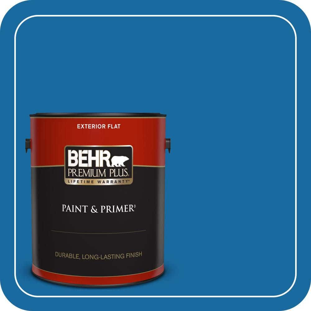 BEHR PREMIUM PLUS 1 gal. #S-G-560 Jazz Blue Flat Exterior Paint & Primer (1)