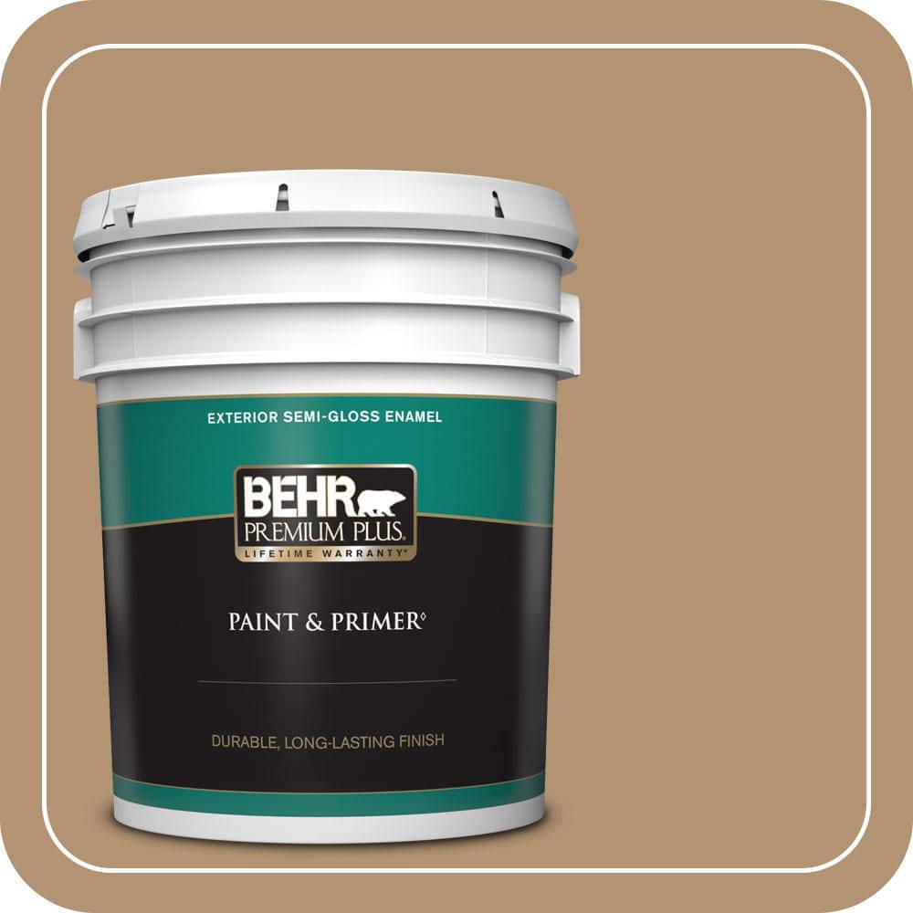 BEHR PREMIUM PLUS 5 gal. #QE-30 Keystone Semi-Gloss Enamel Exterior Paint & Primer