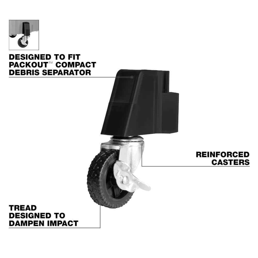Milwaukee Caster Kit for PACKOUT Debris/Dust Separator (3)