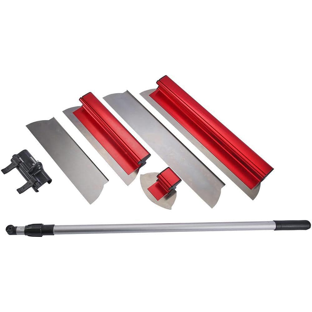 KIWDZFU 16 and 24 Stainless Steel Drywall Skimming Blade Set with Semi-Circular Blade and Extendable Handle