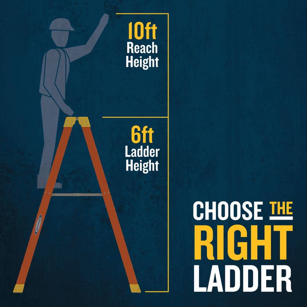 Werner T6206 6 ft. Fiberglass Twin Step Ladder (10 ft. Reach Height) with 300 lb. Load Capacity Type IA Duty Rating (3)